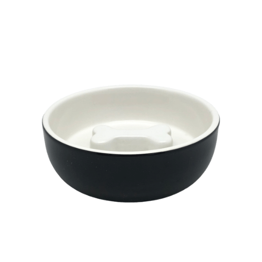 Miska ceramiczna dla psa Slow Food Kostka, czarna 13,4x4cm