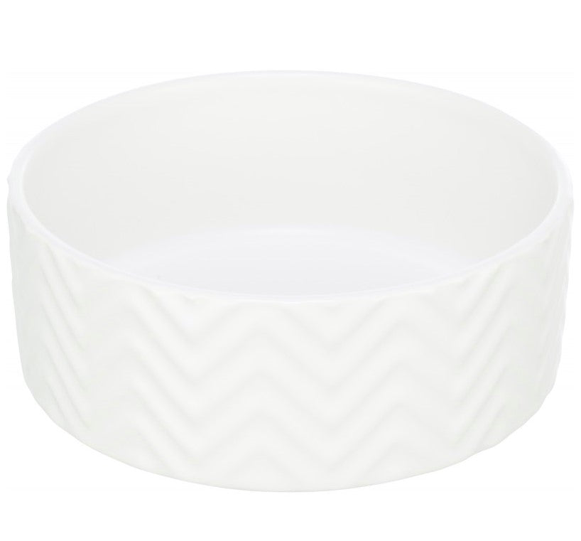 Miska ceramiczna, dla psa/kota, biała, 0.9 l/o 16 cm